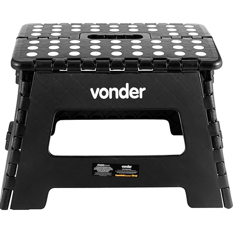 Banqueta Plástica Dobrável Vonder 22cm - Preta